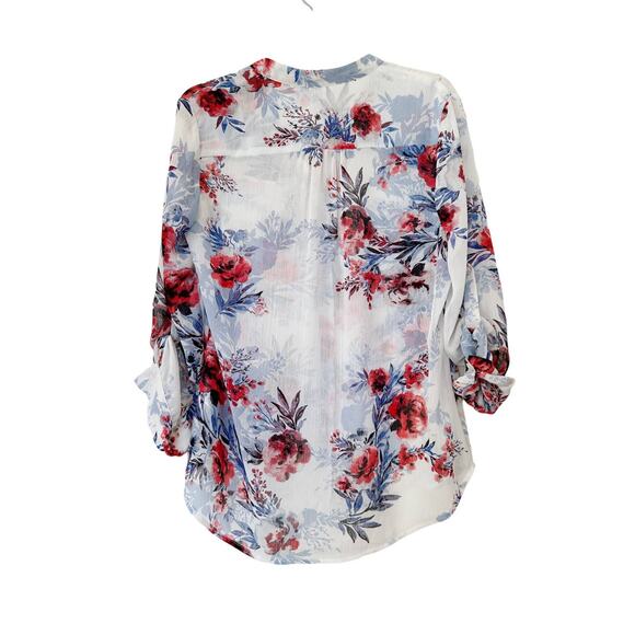 Kut From the Kloth Sheer Lightweight Long Sleeve Button Front Floral Top Small - Picture 2 of 5